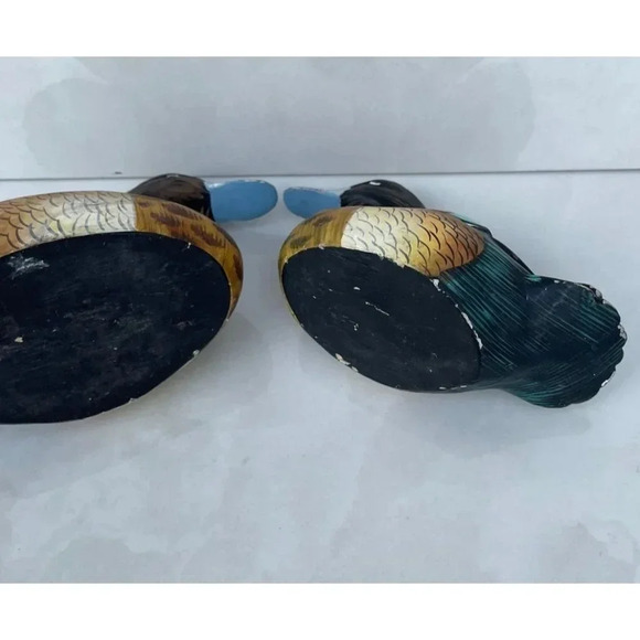 Two Small Duck Miniature Wood Carved Hand Painted Decoratives Mallard Decoy 4"x5 - Picture 12 of 16